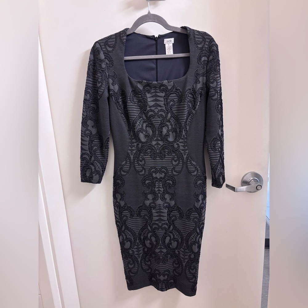 Elegant Gray Lace Dress
